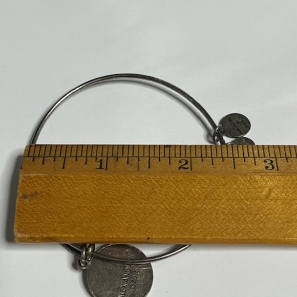 "Mom" Alex and Ani 2015 Flower Charm Adjustable Bangle Bracelet Silver Tone - Picture 10 of 11